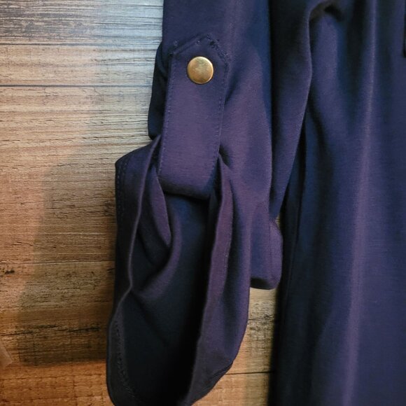 Brooks Brothers Shirt Dress M 3/4 Sleeve Snap Closure Pockets Tab Sleeve Stretch - Picture 2 of 11